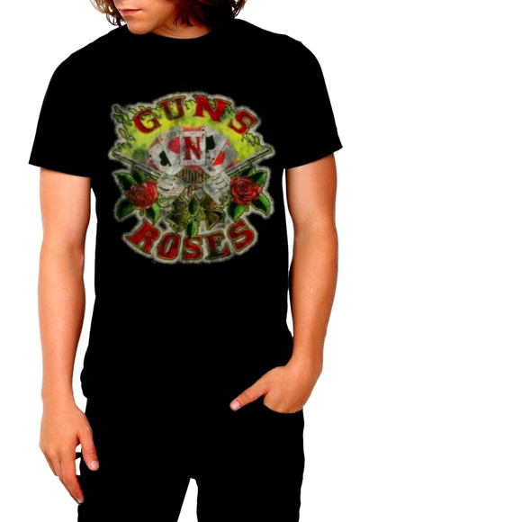 Guns N Roses Cards Pistols Logo metal rock Official T-Shirt L NWT - Picture 1 of 2